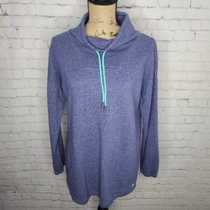 VINEYARD VINES BLUE FUNNEL NECK PULLOVER HOODIE